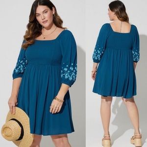 Torrid Mini Crinkle Gauze Blouson Sleeve Dress 2X